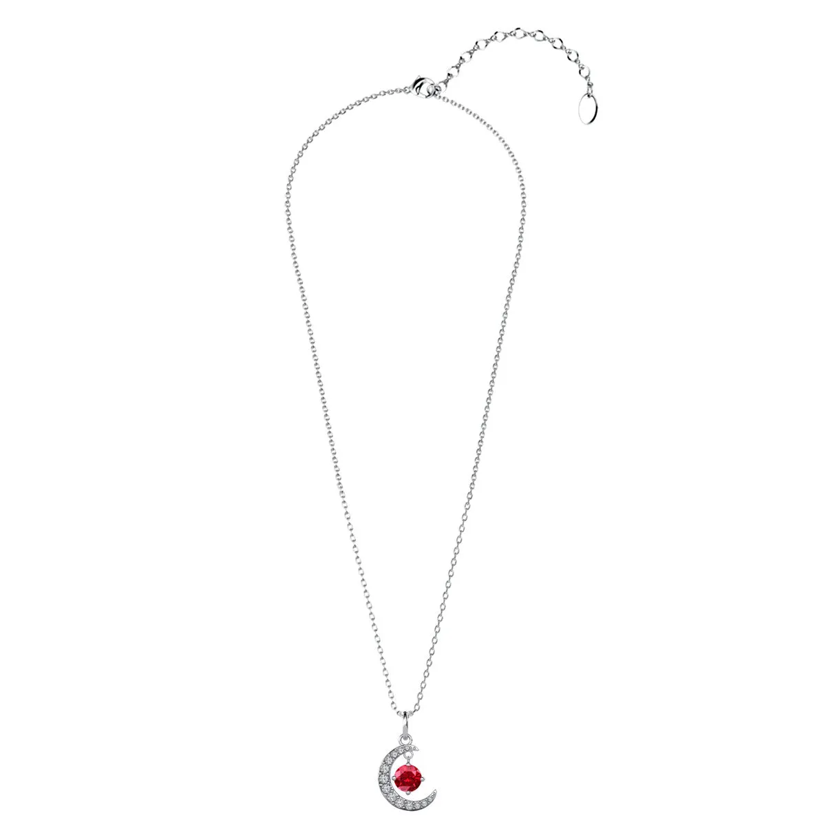 Luna Birthstone Necklace 18k White Gold Plated with Round Cut Swarovski Crystal