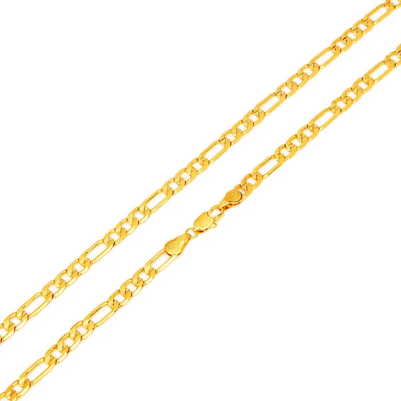 Mens 5mm*60cm 18K Real Gold Plated Italy Figaro Hip Hop Chain Necklace Jewelry