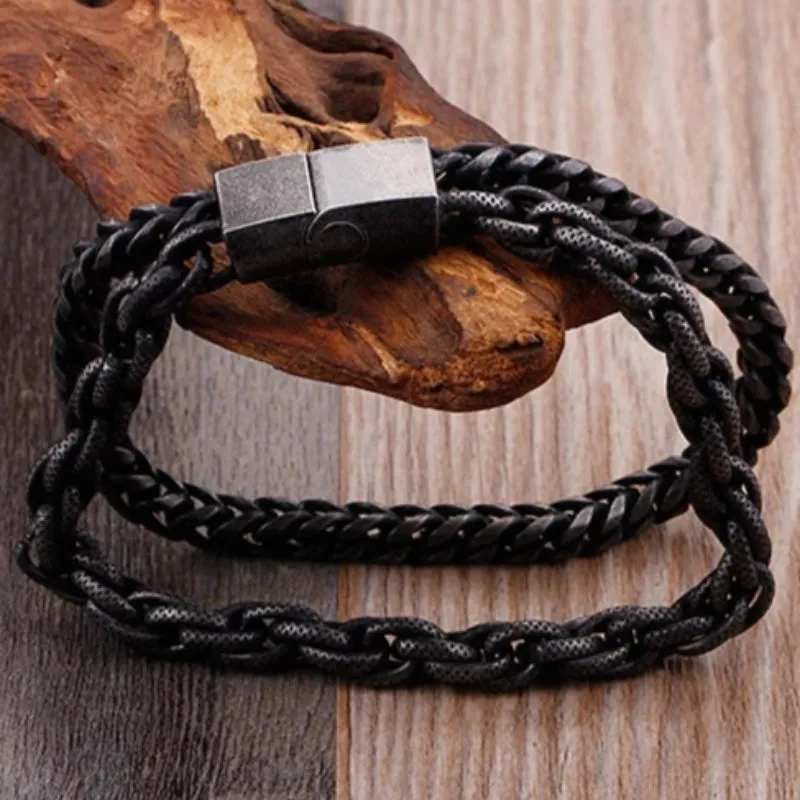 Men's Stainless Steel Double Layer Link Chain Bracelet