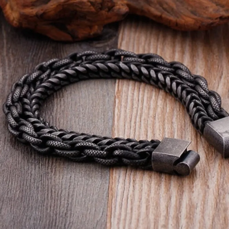 Men's Stainless Steel Double Layer Link Chain Bracelet