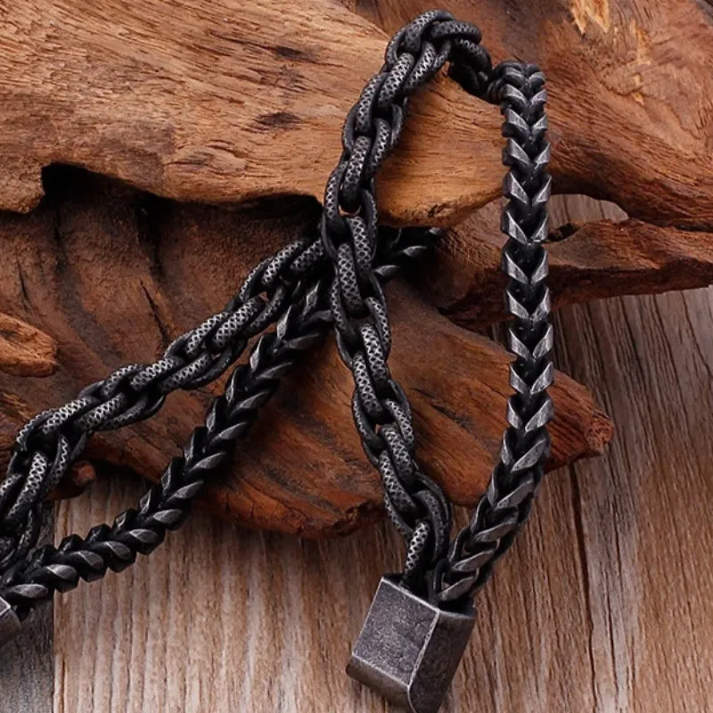 Men's Stainless Steel Double Layer Link Chain Bracelet