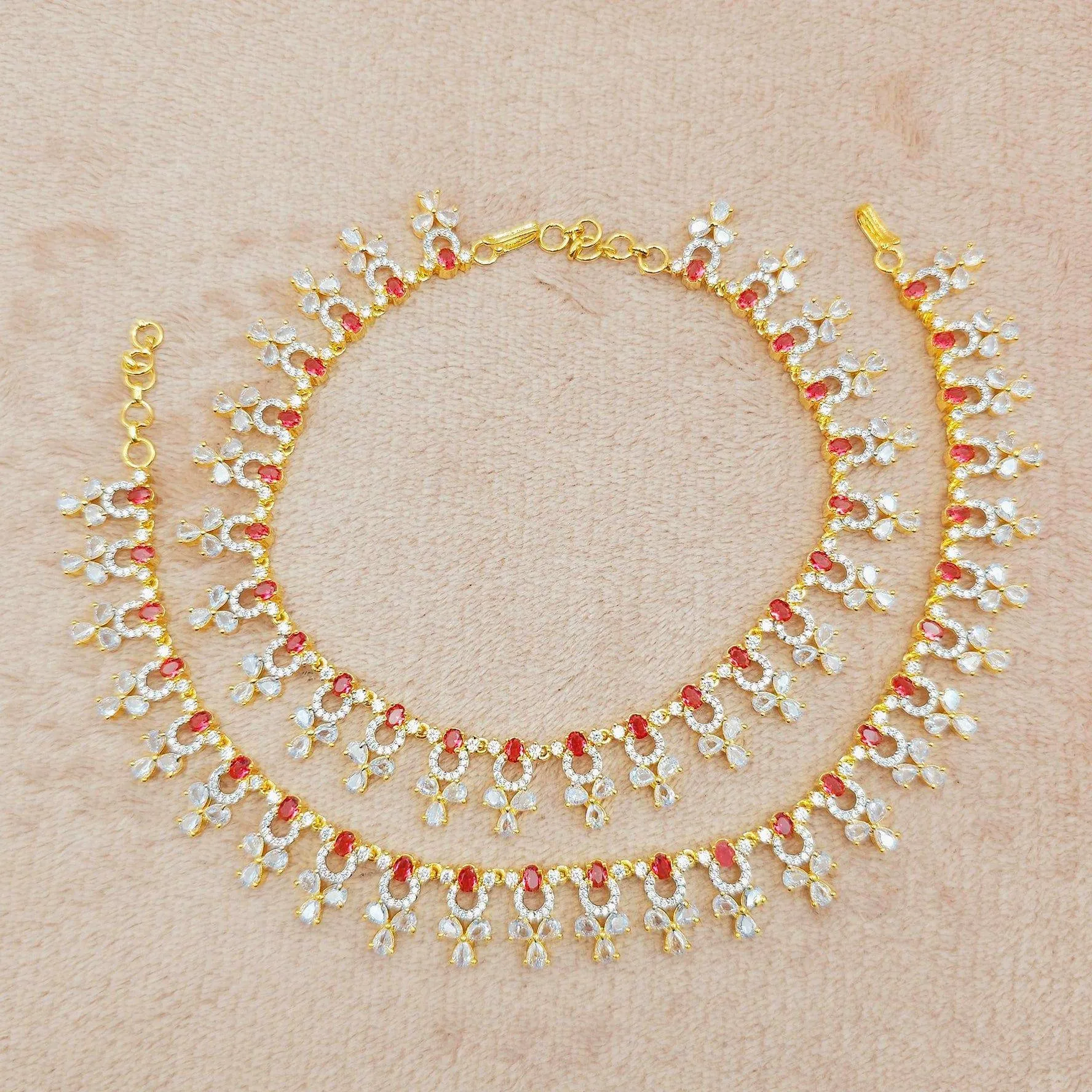 Navin Anklets - Gold Ruby