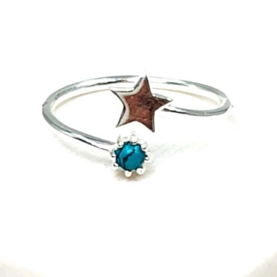 Open Turquoise and Star Ring