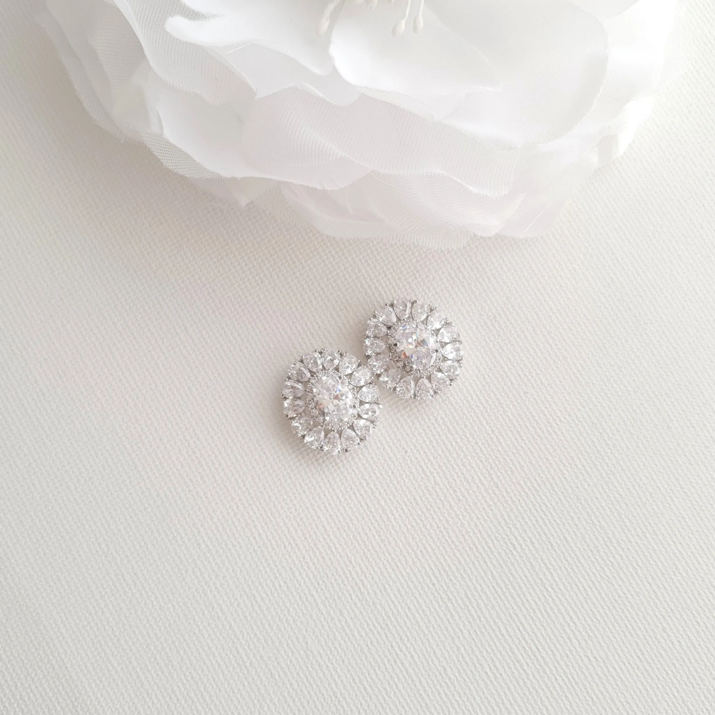 Oval Stud Earrings for Brides-Indigo