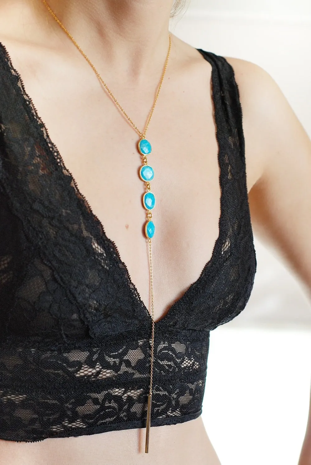 Precious Stones Lariat Necklaces