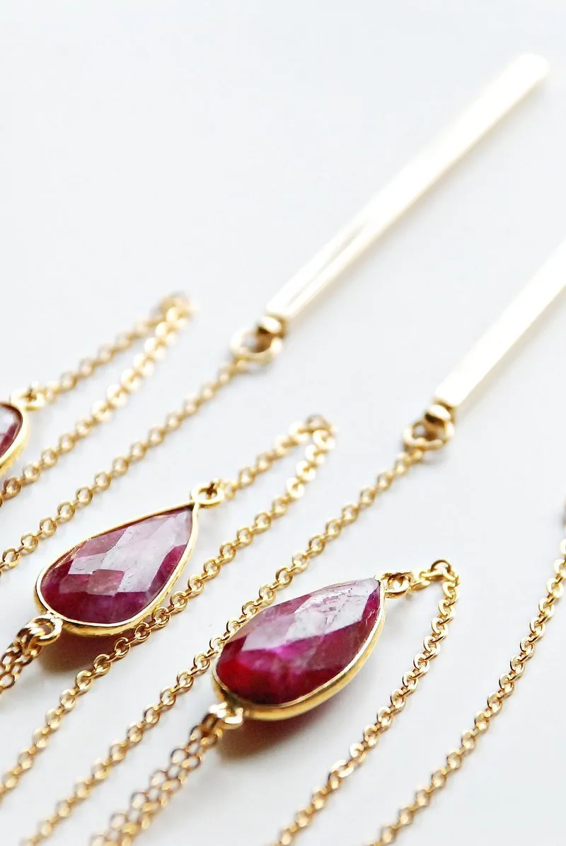 Precious Stones Lariat Necklaces