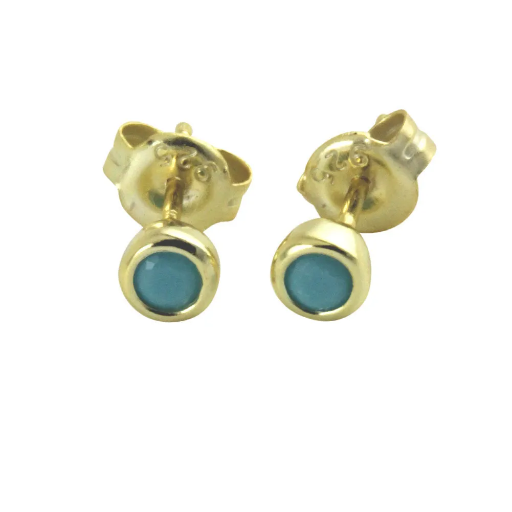 "Tiny Turkoise Dots" Mini Blue Stud Earrings