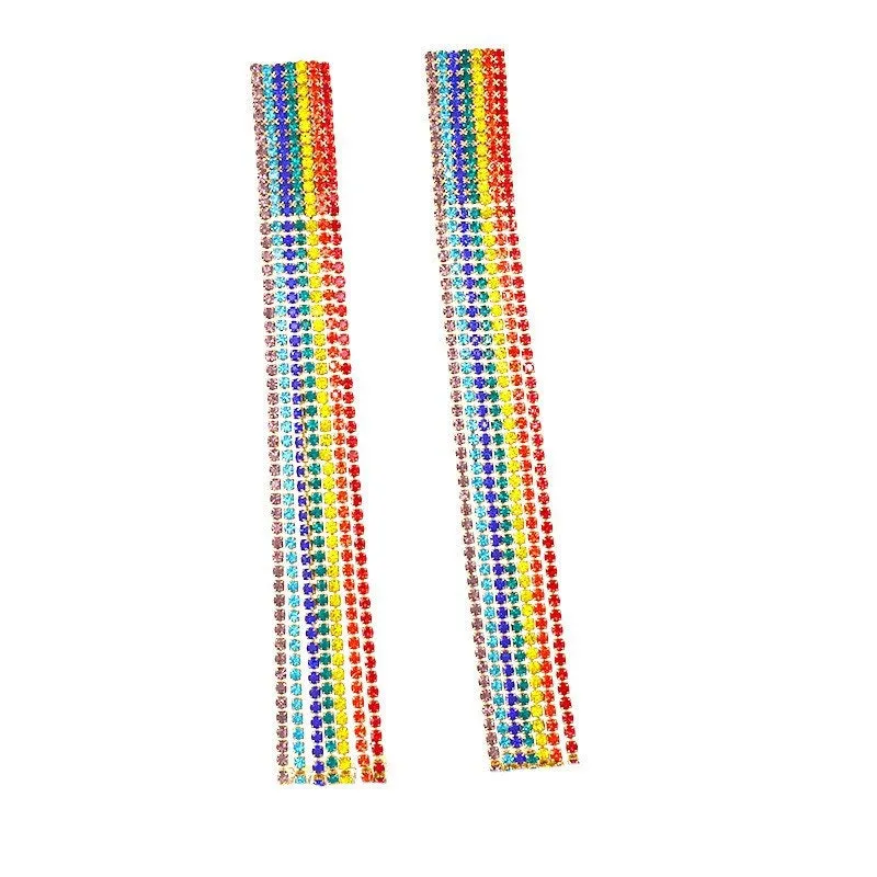 Rainbow Curtain Statement Earrings - Sterling Silver Posts