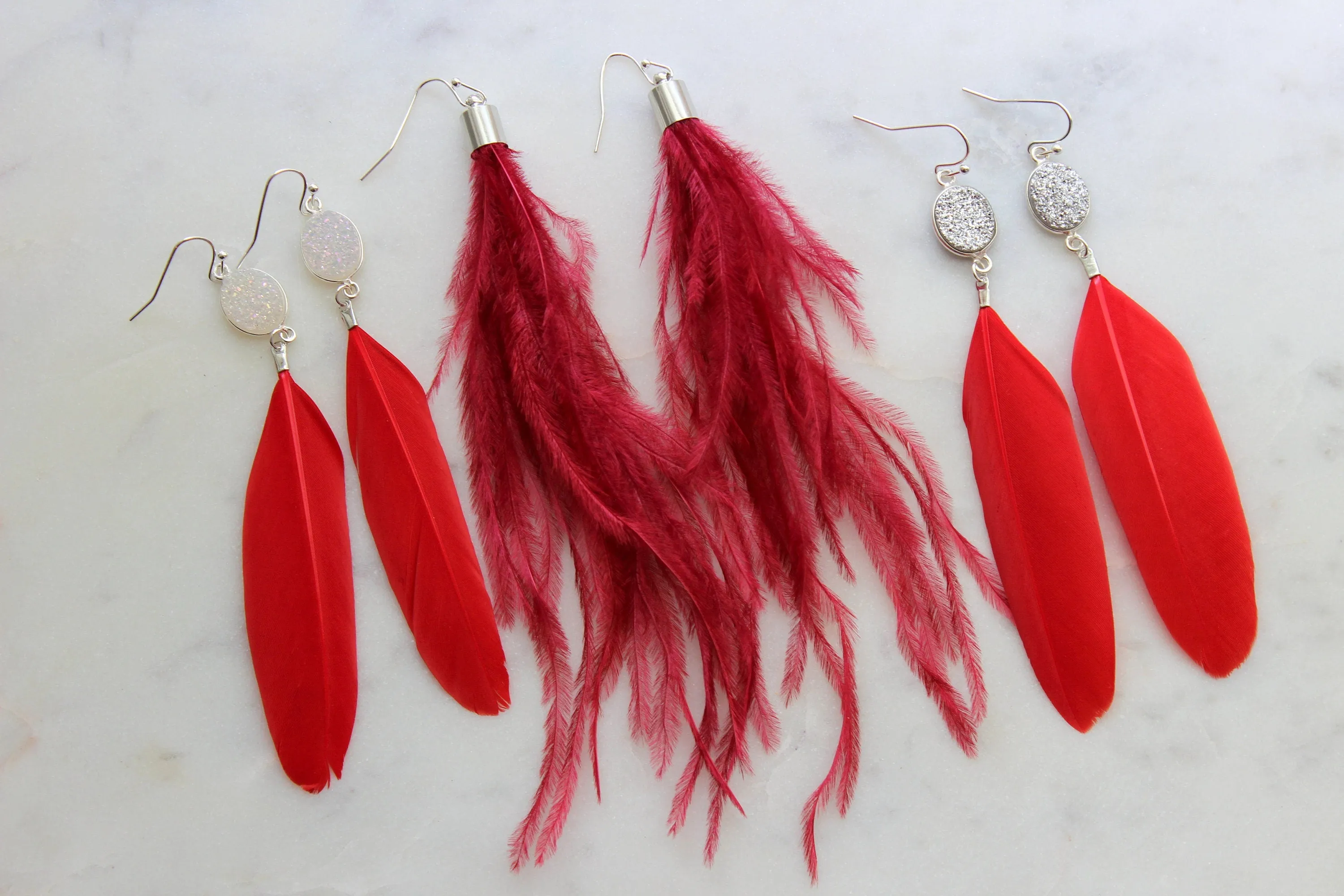 Red Feather Earrings