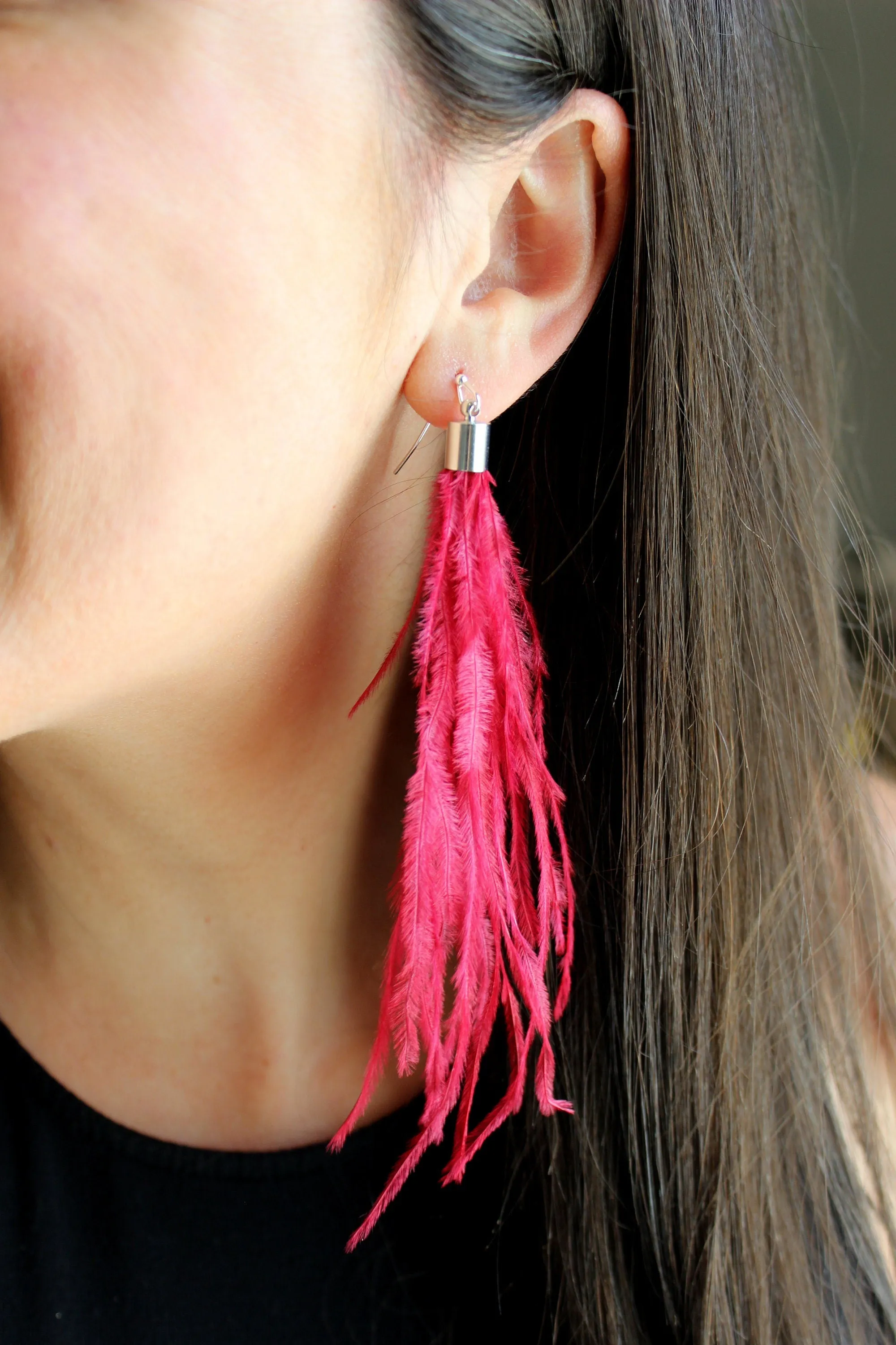 Red Feather Earrings