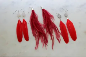 Red Feather Earrings