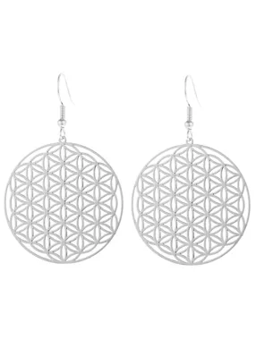 Silver Circle Laser Cut-Out Earrings