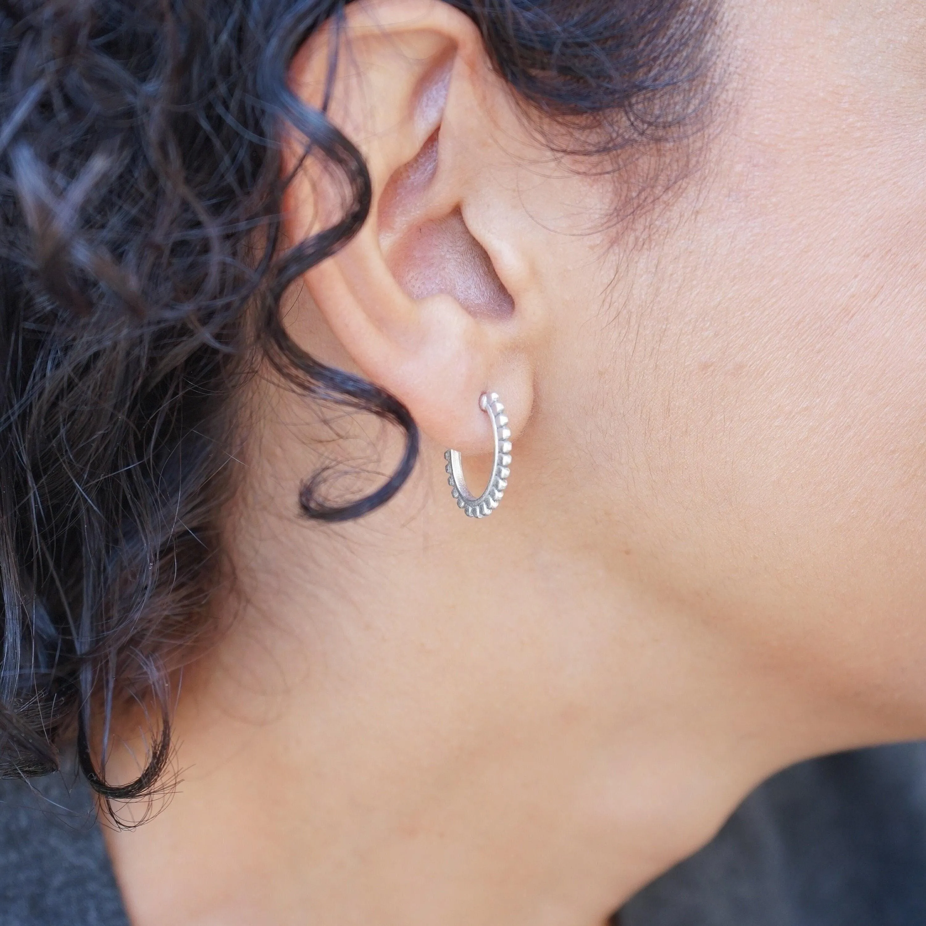 Silver Sun Hoop Earrings