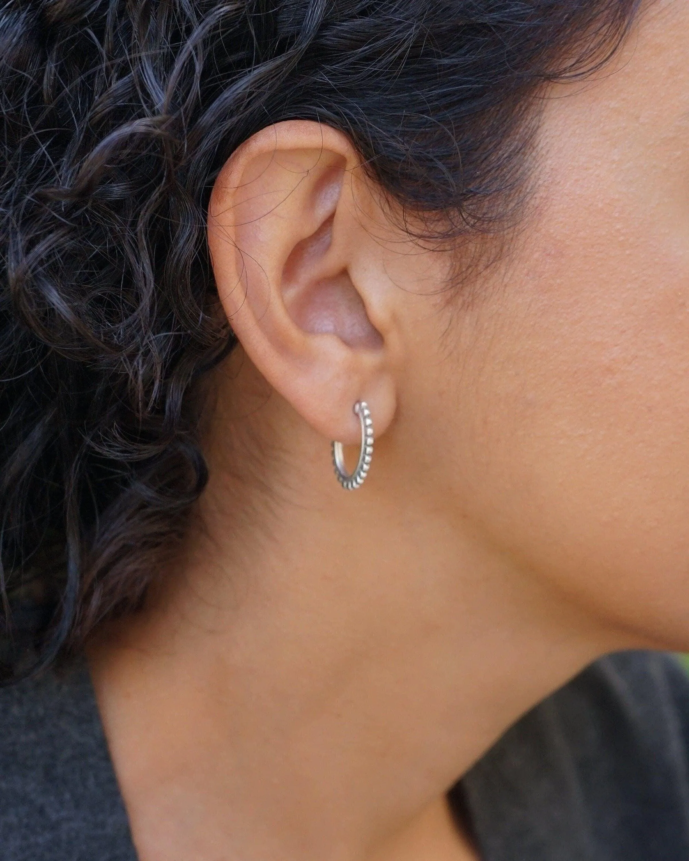 Silver Sun Hoop Earrings