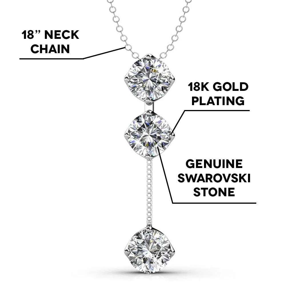 Sloane 18k White Gold Plated Drop Necklace with Swarovski Crystals