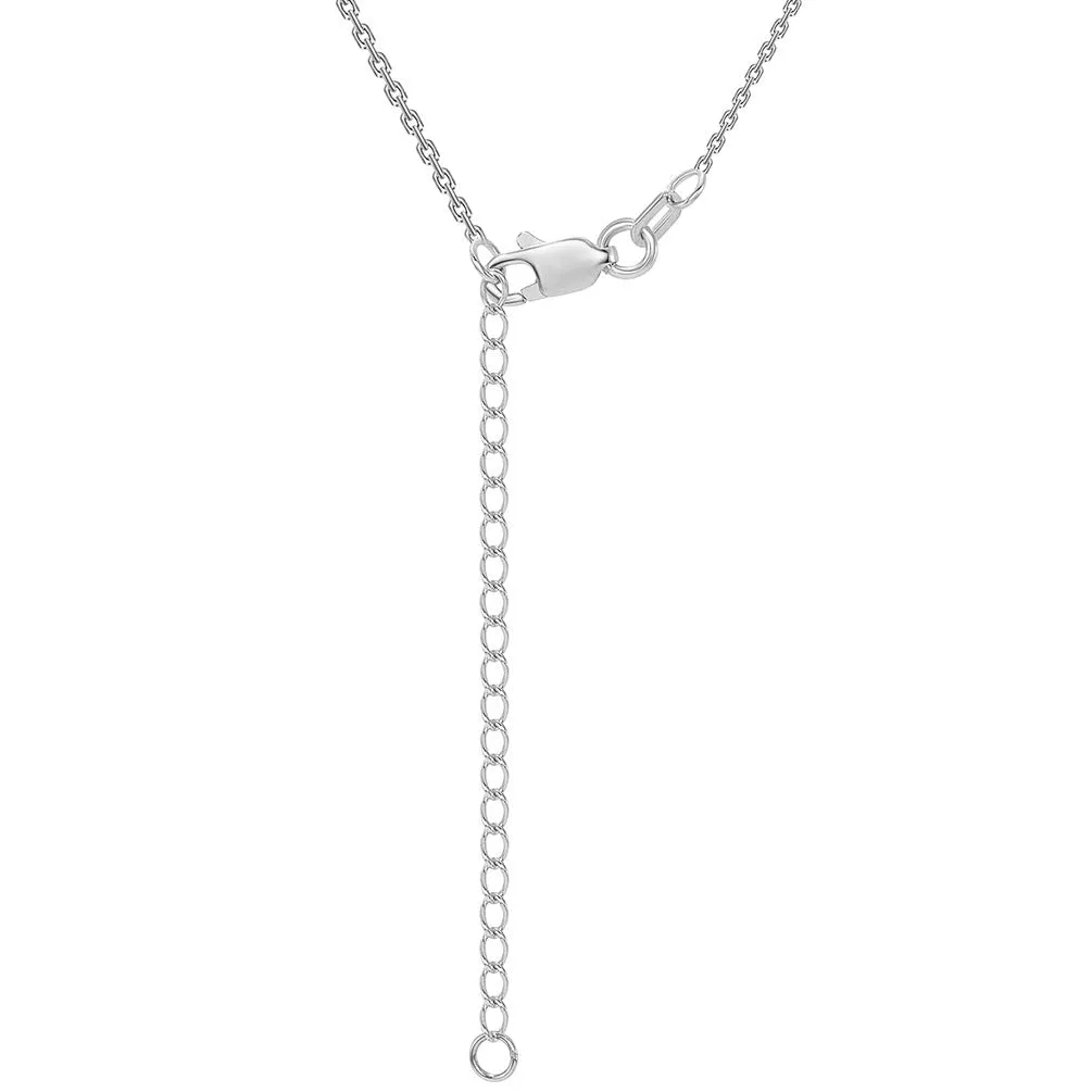 Solid 14k White Gold Small Open Heart Necklace with Lobster Claw Clasp (16" to 18" Adjustable Chain)