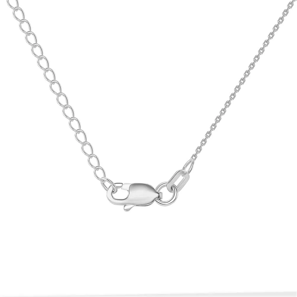 Solid 14k White Gold Small Open Heart Necklace with Lobster Claw Clasp (16" to 18" Adjustable Chain)