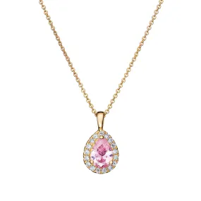 Sterling Gold Plated Pear Pink Necklace