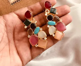 Stone Studded Long & Big Earrings