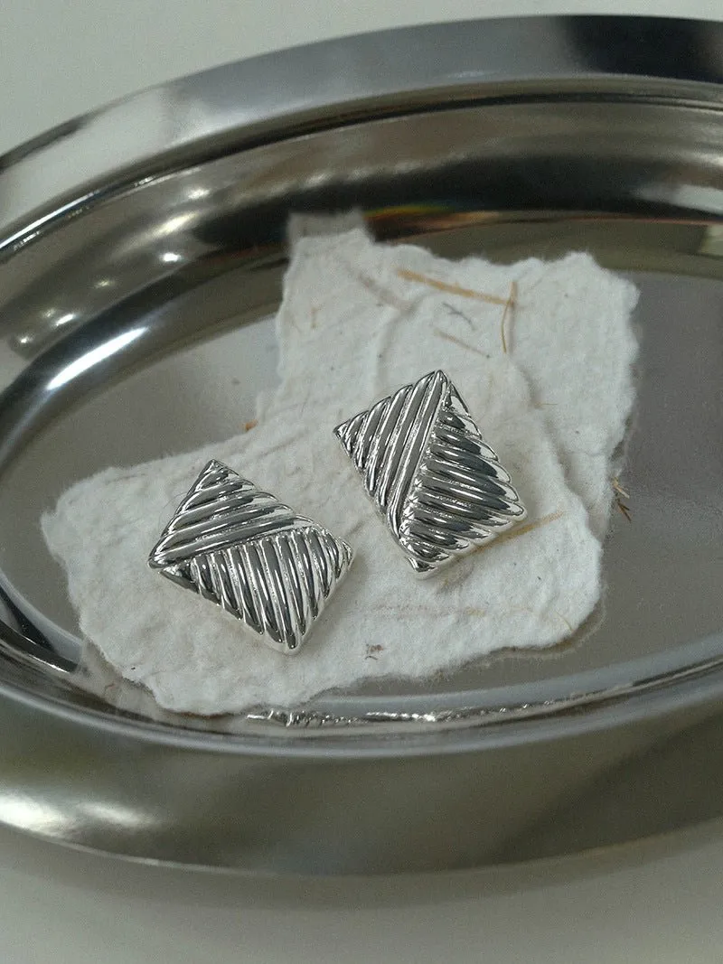 Striped Texture Square Metal Earrings