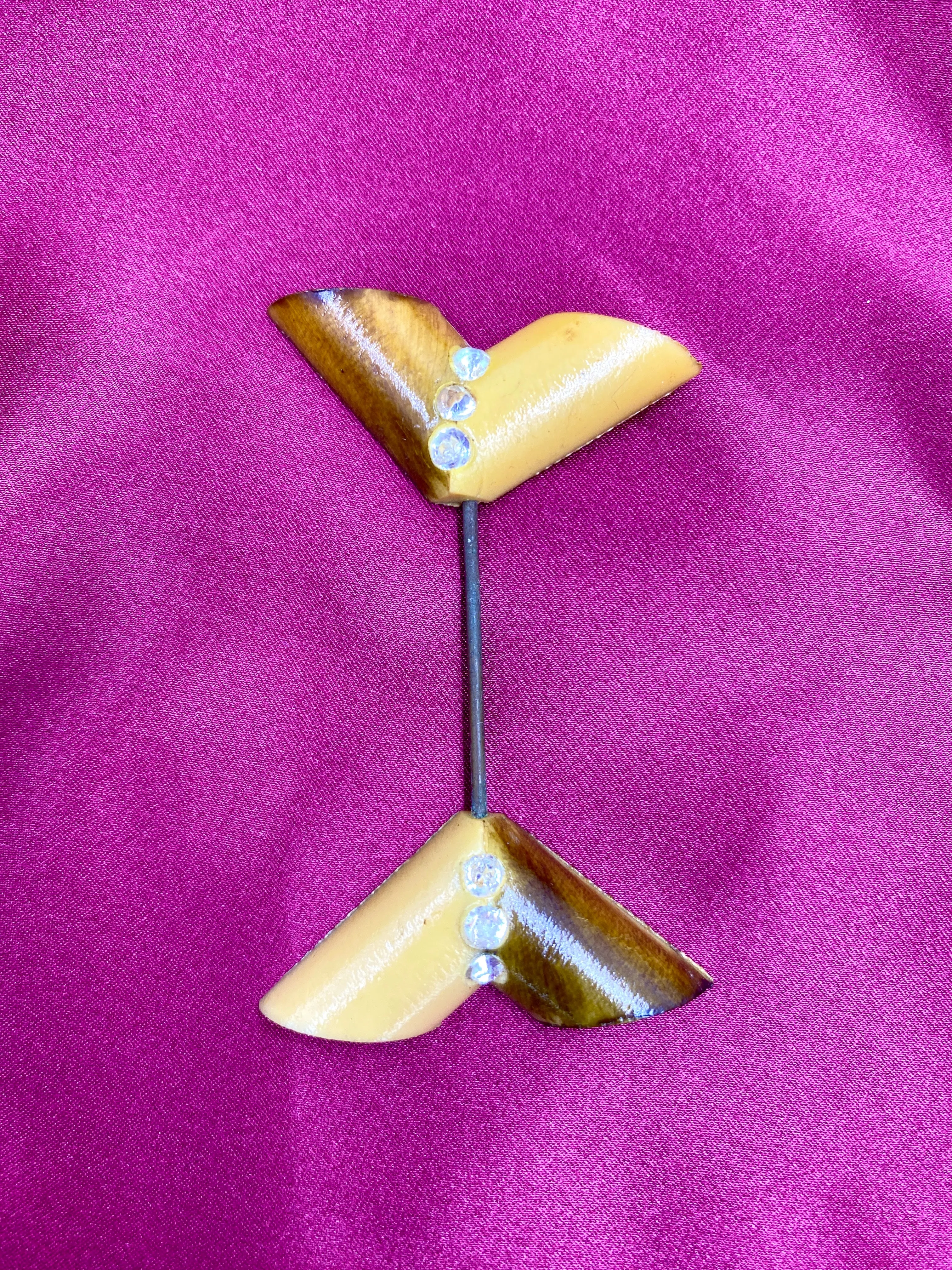 Vintage 1920s Celluloid Rhinestone Stick Hat Pin