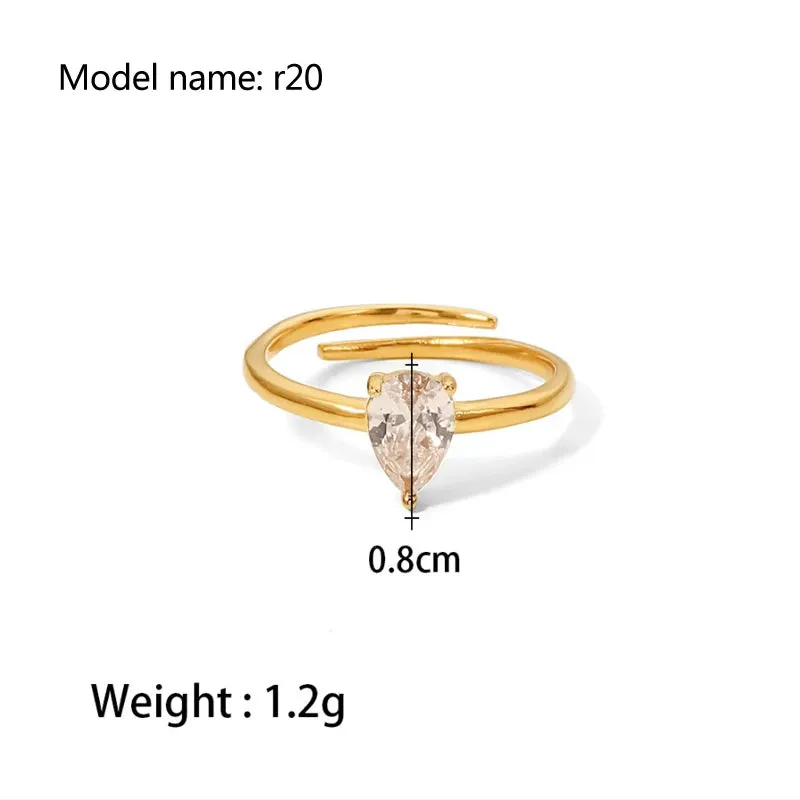 Vintage Hollow Zircon Rings Snake Shape Steel Rings