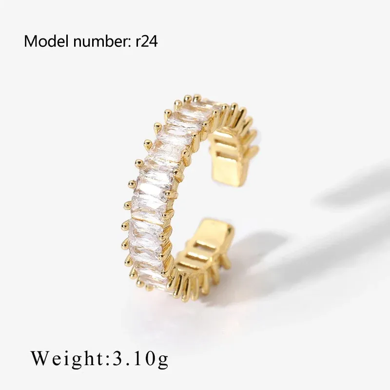 Vintage Hollow Zircon Rings Snake Shape Steel Rings