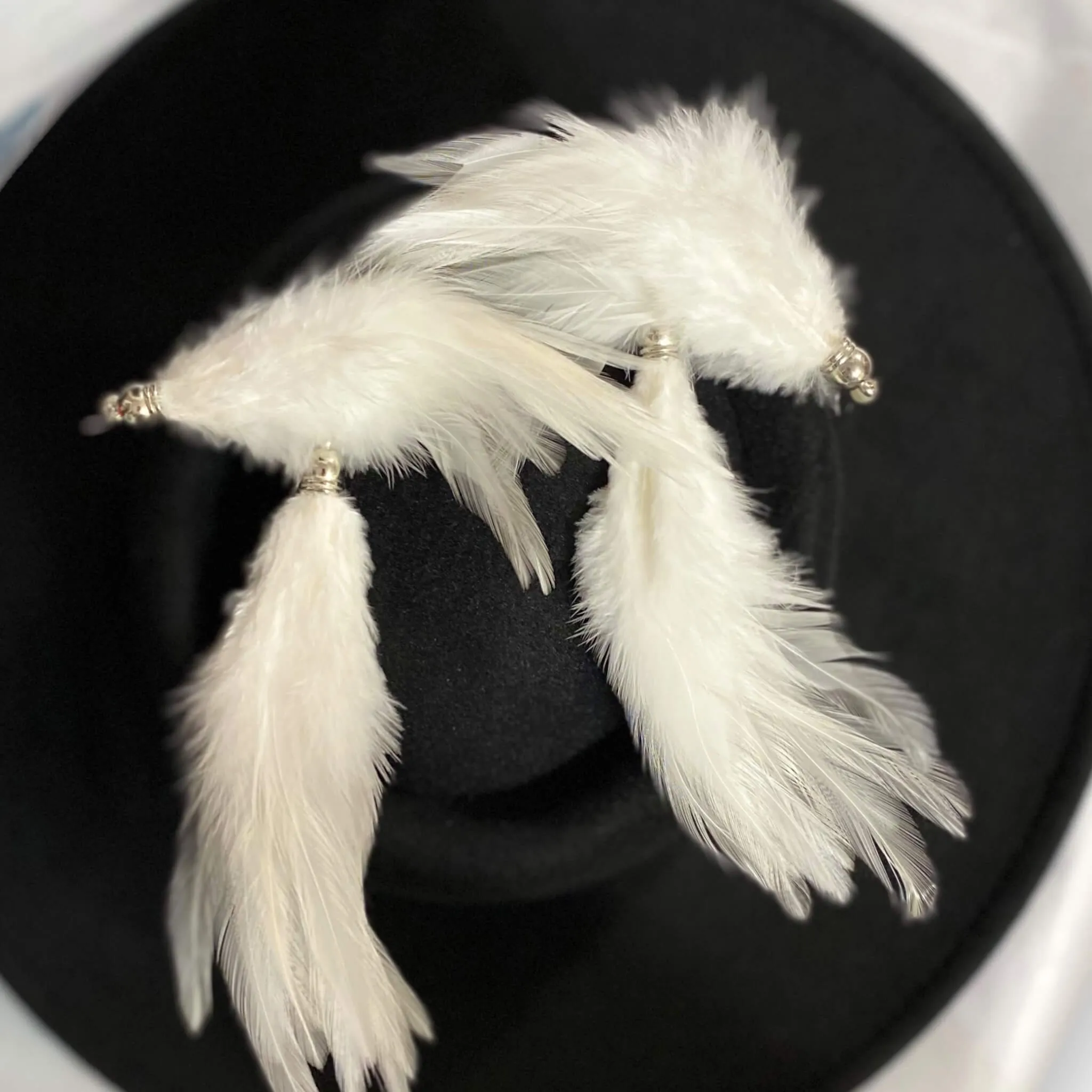 White Feather Long Tassel Earrings