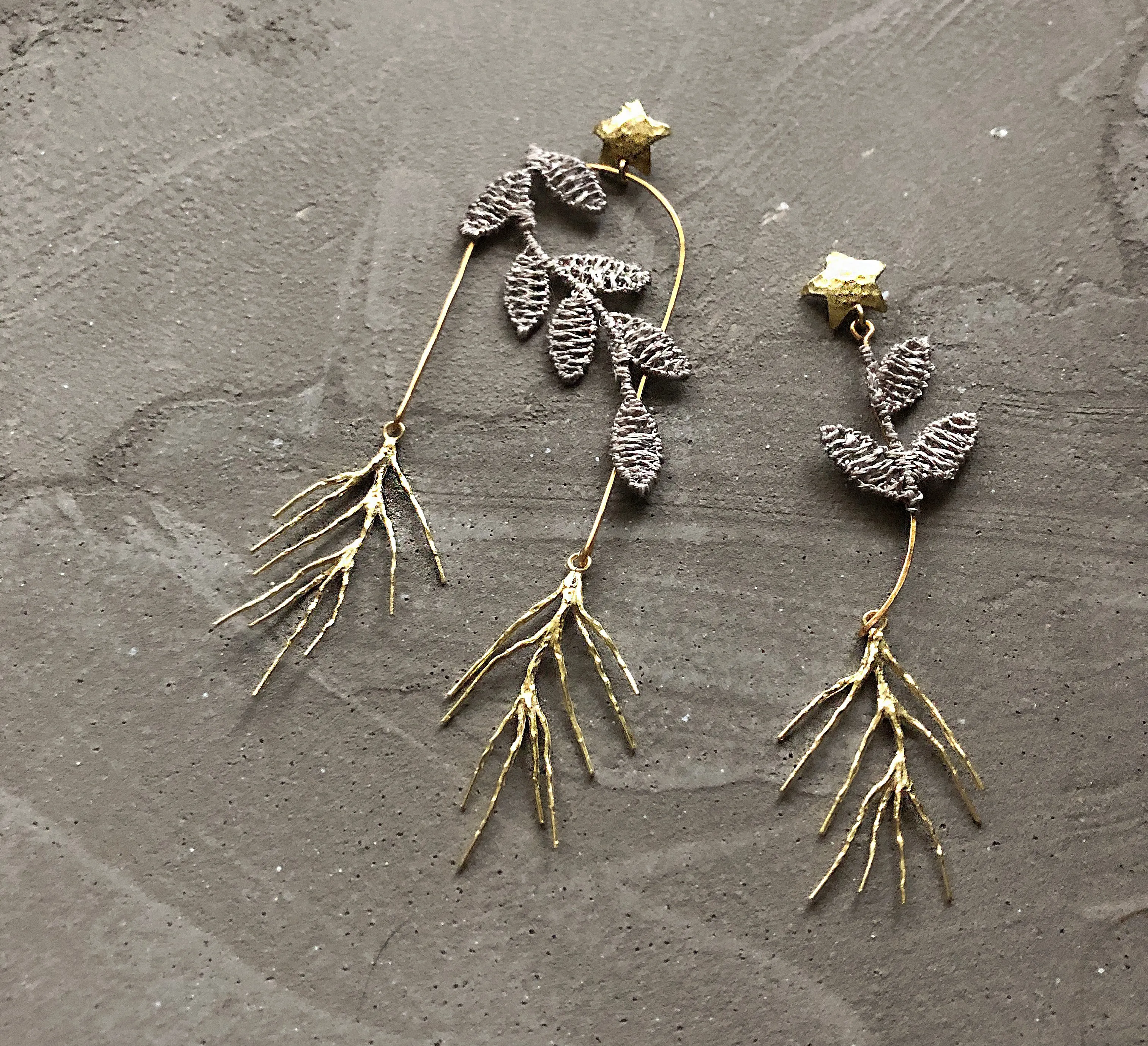 winter night asymmetrical earrings