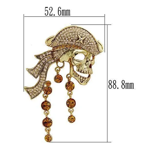 Women's Brooches - LO2415 - Gold White Metal Brooches with