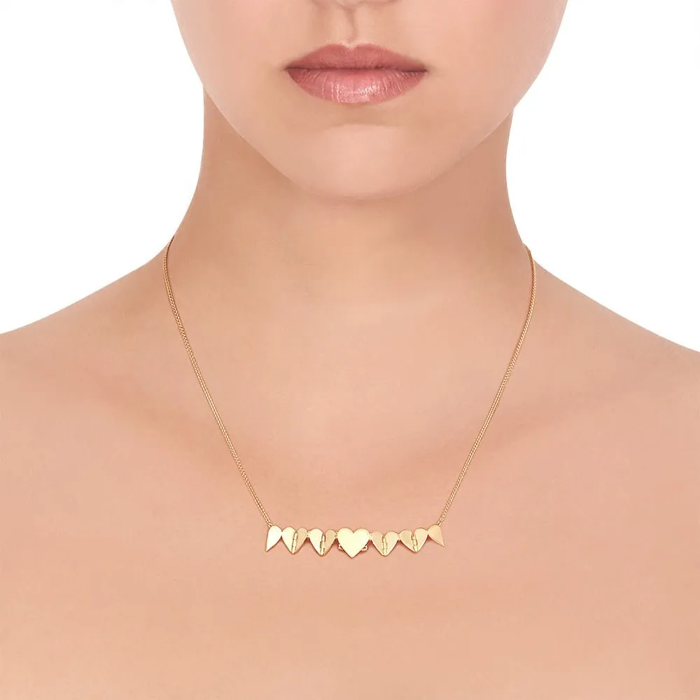 Yellow Gold Endless 5 Heart Necklace