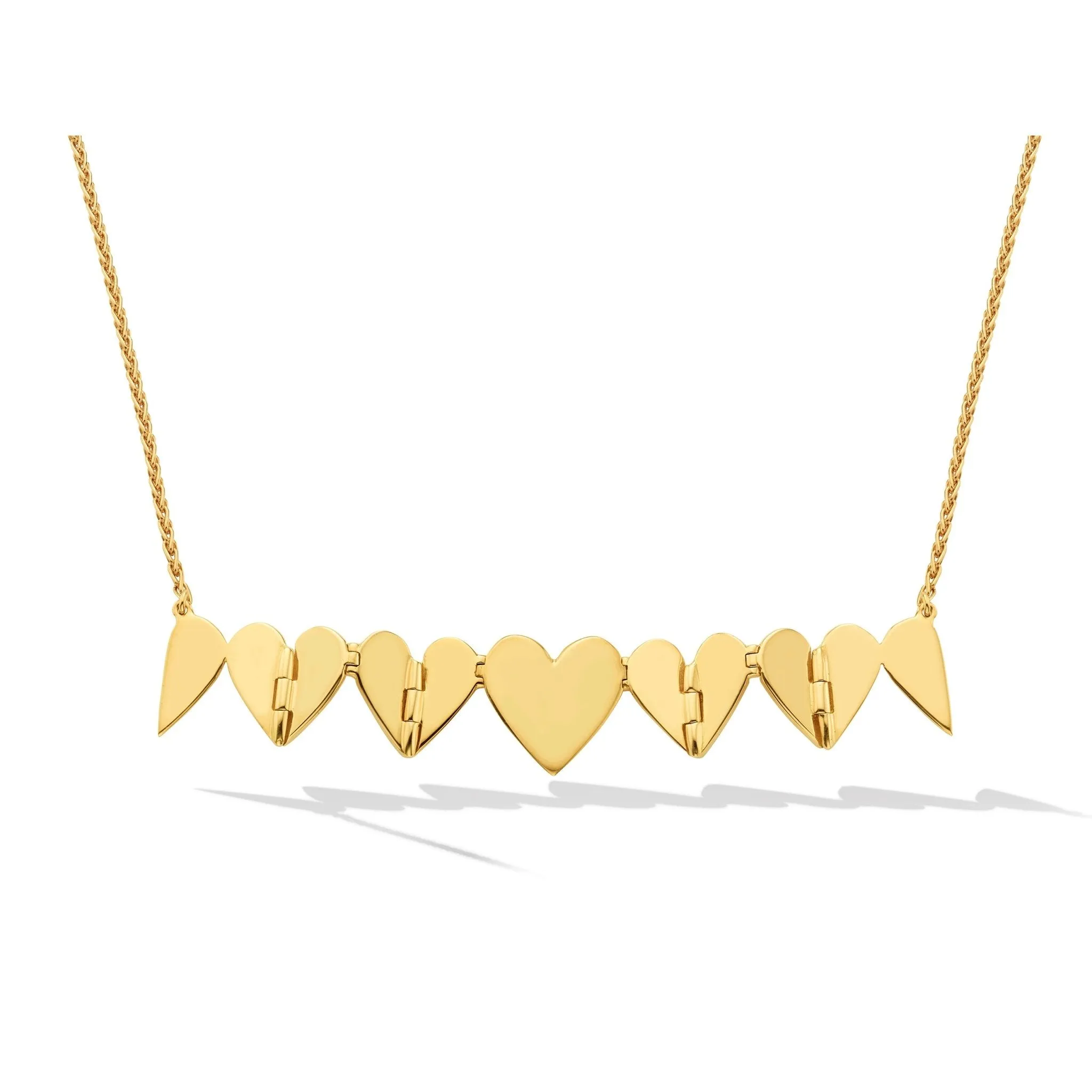 Yellow Gold Endless 5 Heart Necklace