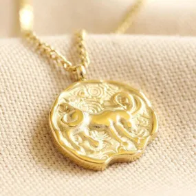 Zodiac Gold Capricorn Coin Pendant Necklace